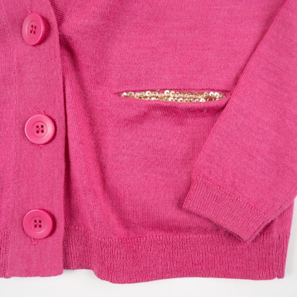 ANN TAYLOR LOFT pink cardigan sweater with gold sequins size XS - Picture 4 of 11